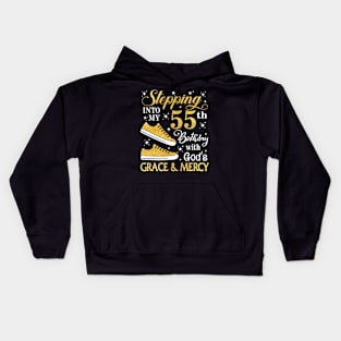 Stepping Into My 55th Birthday With God's Grace & Mercy Bday Kids Hoodie